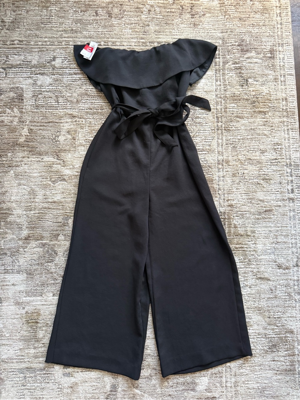 Aritizia Babaton Off-Shoulder Black Jumpsuit with Waist Tie